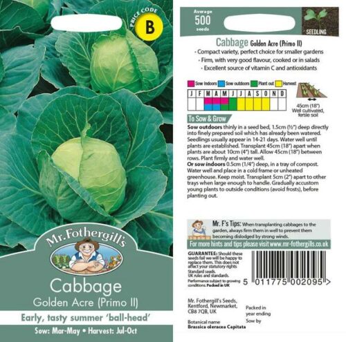 Mr Fothergill’s Cabbage Golden Acre (Primo 2) Product Image