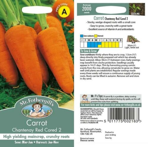 Carrot Chanteney Red Cored 2 Seeds Product Image