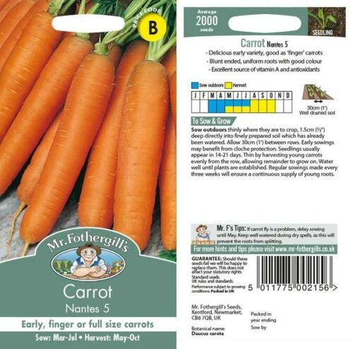 Carrot Nantes 5 Seeds Product Image