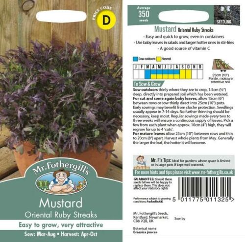 Salad Leaves Mustard Oriental Ruby Streaks Seeds Product Image